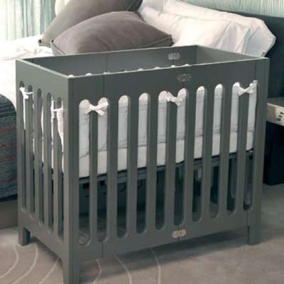 Bloom Alma Urban Crib in Frost Grey - Never thought this was my style but I love it - $400 Cribs For Small Spaces, Best Baby Cribs, Wooden Cribs, Portable Crib, Adjustable Mattress, Baby Necessities, Baby Cot, Mini Crib, Shared Bedrooms