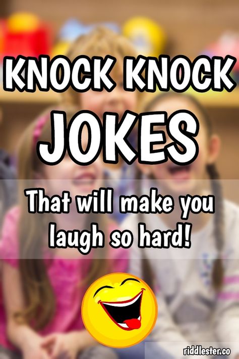 Knock Knock Jokes For Kids that will make you smile! #jokes #knockknockjokes #kids #jokesforkids #laugh #lol #funny #fun #hilarious #cheesy #corny Jokes To Tell Your Friends, Knock Knock Jokes For Kids, Couple Talking, Laugh Pictures, Funny Knock Knock Jokes, Jokes About Marriage, Jokes Kids, Husband Wife Jokes, Kids Jokes