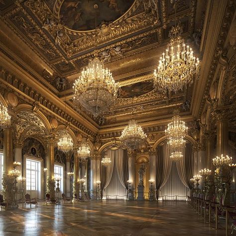 Majestic Ballroom Concept design using #3dsmax & #vray - Hope you like it ! 🙏🏻. . . #rococo #classical #luxury #napoleon #architecture… Ball Room Aesthetic, Ballroom Aesthetic, Vintage Mansion, 3dsmax Vray, Gala Night, Ball Aesthetic, Palace Interior, Royal Aesthetic, Unusual Homes