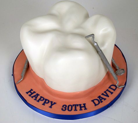 tooth cake toronto by www.fortheloveofcake.ca, via Flickr Dentist Cake Ideas, Teeth Cake, Dental Cake, Dentist Cake, Doctor Cake, Tooth Cake, Bird Cakes, Cake Shapes, Different Cakes