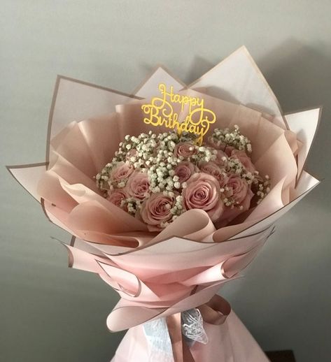 21st Birthday Bouquet, Pink Gift Basket, Happy Birthday Bouquet, Roses Bouquet Gift, Ribbon Flowers Bouquet, Birthday Flowers Bouquet, Diy Bouquet Wrap, Luxury Flower Bouquets, Flower Bouquet Diy