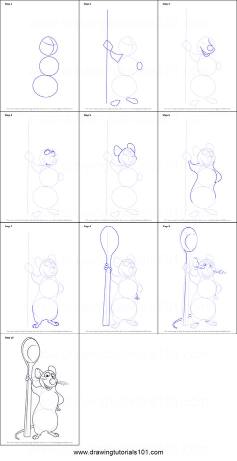 Remy Drawing, How To Draw Ratatouille, Ratatouille Drawing Easy, Disney Character Drawings Step By Step, How To Draw Cartoon Characters Step By Step, Step By Step Disney Characters, How To Draw A Rat Easy, Ratatouille Disney Drawing, Remy The Rat Drawing