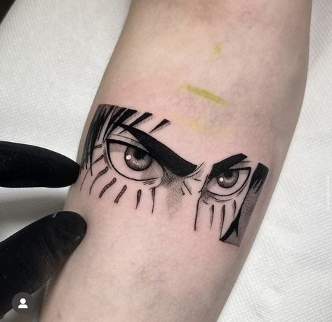 Eren Jaeger Eyes Tattoo, Eren Eyes Tattoo, Eren Tattoo Ideas, Eren Jaeger Tattoo, Anime Tattoo Ideas Manga, Attack On Titan Tattoo, Sick Tattoo, One Piece Tattoos, Handpoke Tattoo