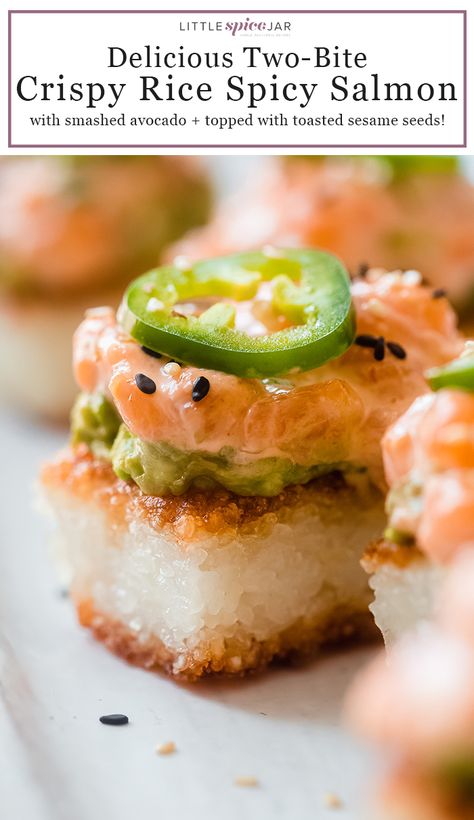 Sushi Mold Recipe, Spicy Salmon Recipes, Ahi Tuna Recipe, Spicy Salmon Sushi, Sushi Rice Recipes, Sushi Recipes Homemade, Tuna Recipe, Tuna Tartare, Asian Meals