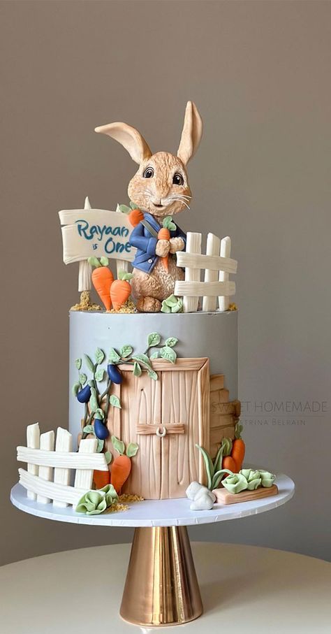 Peter Rabbitthemed first birthday cake, birthday cake, first birthday cake, first birthday cake ideas, first birthday cake, 1st birthday cake, cute first birthday cake 1st Birthday Cake Ideas, First Birthday Cake Ideas, Barnyard Cake, Castle Birthday Cakes, Peter Rabbit Cake, Alice In Wonderland Cakes, Rabbit Cake, Farm Cake, Cake Artist