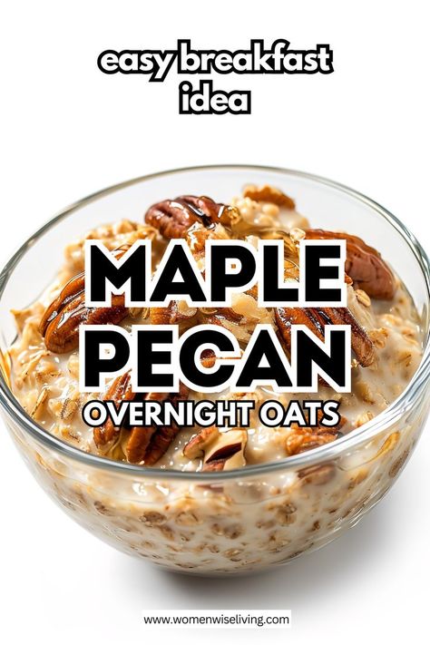 A bowl of Maple Pecan Overnight Oats topped with chopped pecans and a drizzle of maple syrup. Pecan Overnight Oats, Creamy Oats, Ground Turkey Meal Prep, Overnight Oats Recipe Easy, Best Overnight Oats Recipe, Meal Plan For Beginners, Easy Overnight Oats, 21 Day Fix Meal Plan, Breakfast Routine