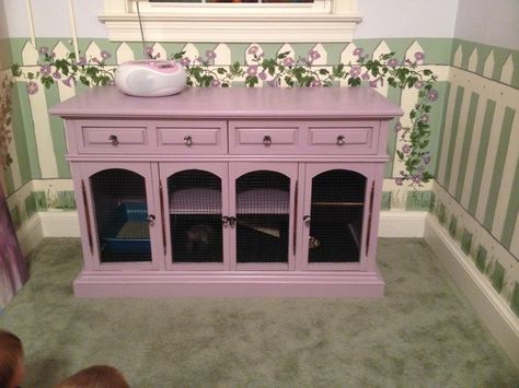 Repurposed China Hutch converted in to a Bunny Hutch!  Super easy, practical and beautiful!! Rabbit Hutch Ideas, Indoor Bunny, Diy Rabbit Cage, Repurposed China, Diy Rabbit Hutch, Hutch Ideas, Bunny Hutch, Rabbit House, Bunny Stuff