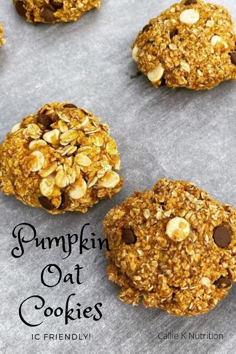 Bladder Friendly Meals, Ic Diet Recipes, Ic Friendly Recipes, Pumpkin Oat Cookies, Bladder Friendly Recipes, Crohns Friendly Recipes, Aip Foods, Oats Cookies, Ic Diet