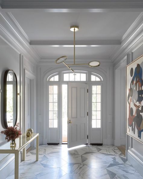 Studio DB on Instagram: “And we’re out... leaving the cold for somewhere colder! In the meantime.... our custom marble floor in the entry of our Riverside house…” Collins Interiors, Foyer Flooring, Entryway Flooring, Stylish Dining Room, Floor Tile Design, Marble Flooring, Foyer Decorating, Foyer Design, Tiles Design