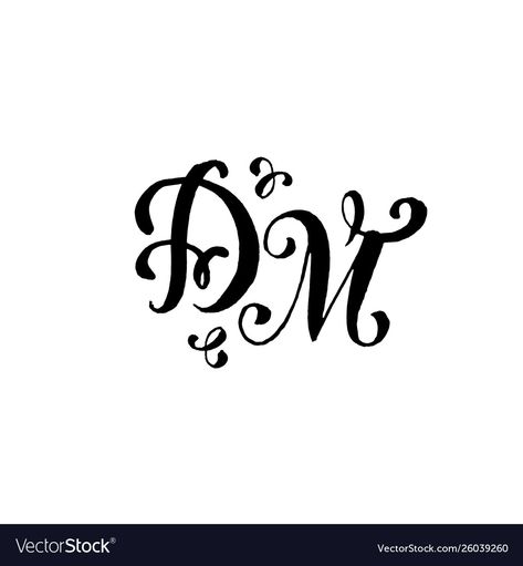 Hand drawn letters d and m for wedding logo Vector Image M And D Letter Design, M And D Logo, M D Logo, D Letter Design, D Letter Images, M Letter Design, M Letter Images, Cute Couple Shirts, Selfie Quotes