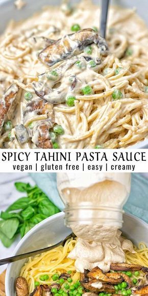 Tahini Pasta Sauce, Wraps Vegan, Tahini Pasta, Resep Pasta, Vegan Sauces, Easy Lunch, Vegan Pasta, Zucchini Noodles, Idee Pasto Sano