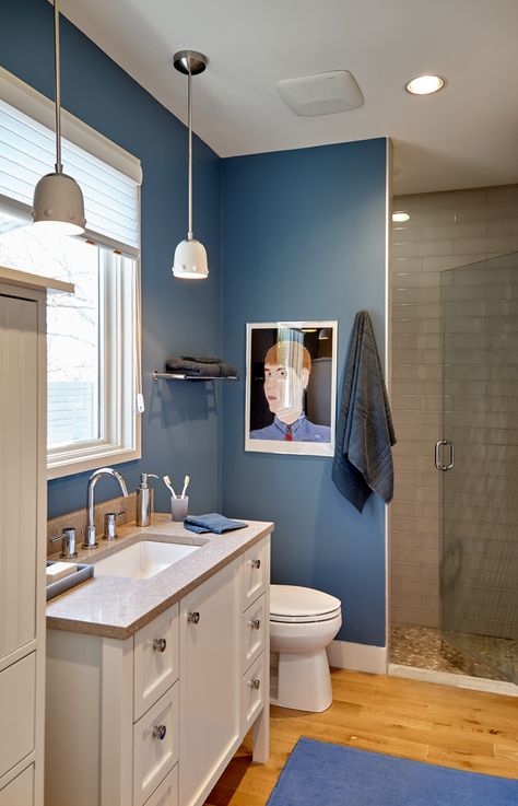 If you're looking for a reason to get out those paint cans, Behr's latest unveiling might be that exact push you need. Behr Blue Paint, Behr Blue Paint Colors, Bathroom Paint Colors Blue, Bathroom Paint Colors Behr, Popular Bathroom Colors, Blue Bathroom Paint, Best Bathroom Colors, Paint Bathroom, Apartment Painting