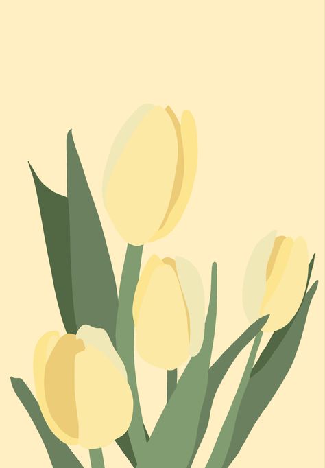 #wallpaper Yellow Tulips Wallpaper Aesthetic, Yellow Tulips Wallpaper, Flower Painting Tulip, Sunflower Drawing Ideas, Yellow Flower Painting, Tulip Illustration, Sketch Rose, Tulip Watercolor, Rose Line Art