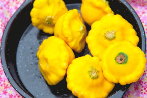 Squash Recipes Air Fryer, Squash Patties, Pan Squash, Sauteed Squash, Pattypan Squash, Slow Cooker Lentils, Slow Roasted Tomatoes, Vegetable Stand, Recipes Air Fryer