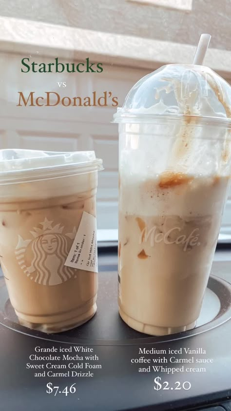 Mcdonald's Coffee Drinks, Best Mcdonalds Coffee Drinks, Mcdonalds Iced Coffee Order, Mcdonalds Drinks, Sweet Starbucks Iced Coffee, Mcdonalds Iced Coffee, Dunkin Drinks, Mcdonalds Coffee, Coffee Orders