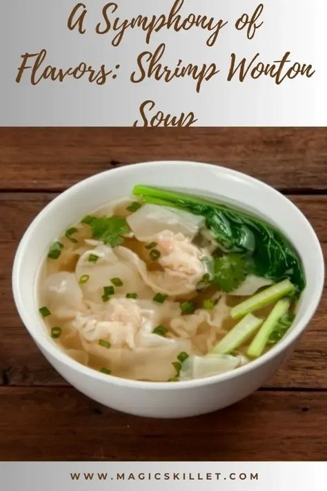 Shrimp wonton soup.Get ready to dive into a bowl of scrumptious shrimp wonton soup filled with tender shrimp, crispy wontons, and savory broth! 😋 This delightful dish is not only super tasty, but it's also super easy to make. Check out my recipe now and bring the deliciousness to your dinner table! 🍜 #soups #wontons #shrimp Seafood Wonton Soup, Wonton Soup With Shrimp, Shrimp Wonton Soup Recipe, Shrimp Wonton Recipes, Won Ton Recipes, Wor Wonton Soup Recipe, Shrimp Wonton Soup, Wonton Soup Broth, Wonton Salad