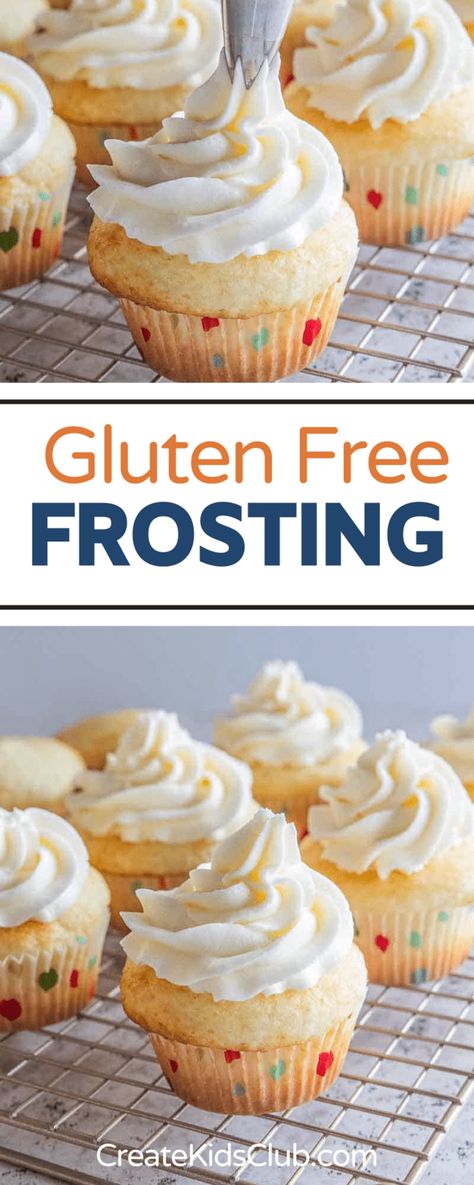 Gluten-Free Frosting is a buttercream frosting recipe that pairs perfectly with your favorite gluten-free cakes, cupcakes, or cookies. Gluten Free Frosting Recipe, Gluten Free Icing, Gluten Free Frosting, Gluten Free Wedding Cake, Gluten Free Wedding, Gluten Free Party Food, Dairy Free Frosting, Best Gluten Free Desserts, Healthy Dessert Recipes Easy