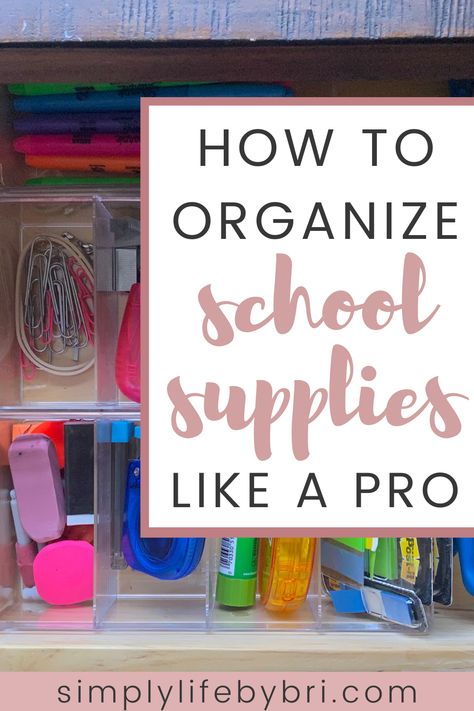 School Supplies Storage At Home, Organizing School Supplies At Home, Bookbag Organization, School Supply Organization, School Ending, Organizing School Supplies, Organize School Supplies, Kids School Organization, Organization On A Budget