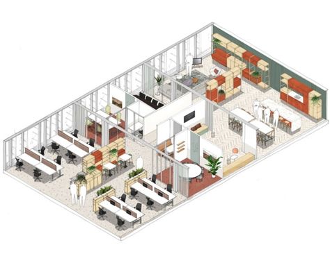 Open Office Layout, Office Layout Plan, Office Space Planning, Office Floor Plan, Commercial And Office Architecture, Office Plan, Interior Design Presentation, Office Space Design, Office Photo