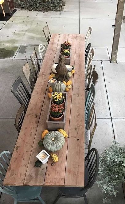 Wooden Table Diy, Wooden Outdoor Table, Outdoor Farm Table, Backyard Table, Big Dining Table, Rustic Farm Table, Deck Pool, Wooden Garden Table, Oak Table Top