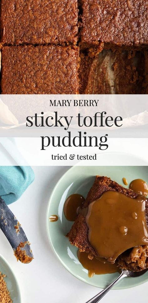 Sticky Toffee Pudding Mary Berry / Tried & Tested Dates Pudding, Self Saucing Chocolate Pudding, Gf Deserts, British Pudding, Sticky Date, Toffee Cake, Xmas Recipes, Mary Berry Recipe, Date Pudding