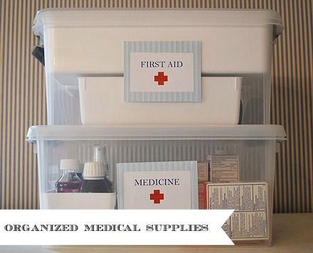 Using Smart Store from The Container Store to organize medical supplies, small project, big difference. Organize Medical Supplies, First Aid Storage, Medical Supply Organization, Medical Equipment Storage, Rustic Closet, Medicine Cabinet Organization, Organizing Life, Medicine Organization, Medicine Storage