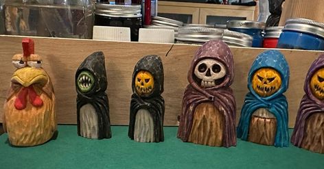 Yep, Halloween is coming. 👻. Made some ghosts. Fun and easy carves. 😄 Happy carving and stay safe. #whittling #woodcarving #spikking… | Instagram Trinket Trading, Halloween Carvings, Halloween Carving, Wood Carving Faces, Simple Wood Carving, Ghosts Halloween, Scary Things, Halloween Is Coming, Trading Ideas