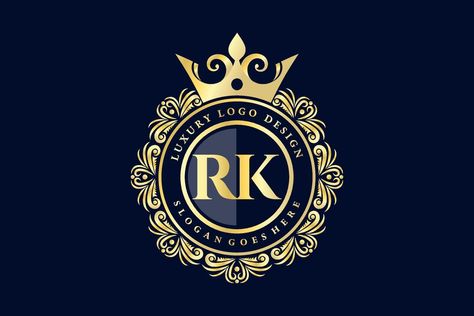 RK Initial Letter Gold calligraphic feminine floral hand drawn heraldic monogram antique vintage style luxury logo design Premium Vector Rk Logo Design, Rk Logo, Luxury Logo Design, Letter Logo Design, Luxury Logo, Initial Letter, Initial Letters, Islamic Art, Antique Vintage