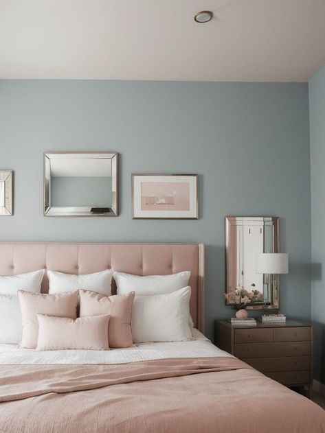 Elevate your bedroom with a trendy accent wall mirror that adds depth and style. Pair it with a soothing color scheme like pale blue or blush pink to create a calming and luxurious atmosphere. Pale Pink Bedroom, Pale Pink Bedrooms, Bedroom Color Ideas, Blue And Pink Bedroom, Mirror Magic, Accent Wall Mirror, Gorgeous Bedrooms, Bedroom Color, Pink Bedroom