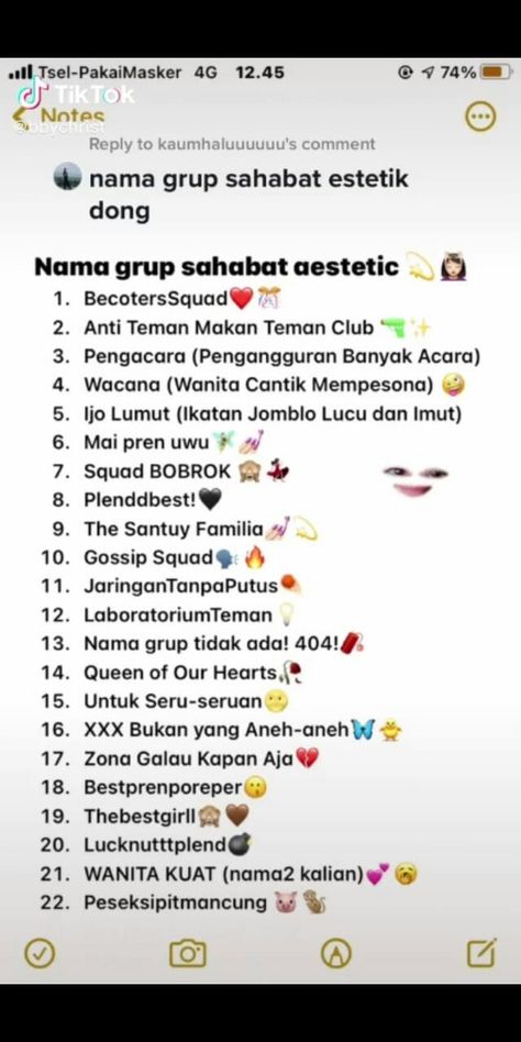 Info Wa Aesthetic, Nama Grub, Nama Ig Aesthetic, Grub Wa, Tiktok Aesthetic, Aesthetic Names, Funny Reaction Pictures, Instagram Captions, Cute Quotes