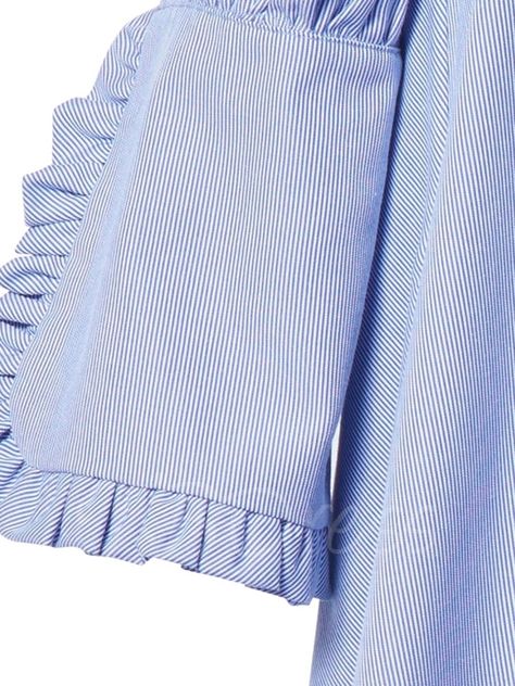 Falbala Lapel Plain Women's Long Sleeve Dress Ruffle Cuff Sleeve, Ruffled Collar Shirt, Dip Hem Shirts, Ruffle Collar Shirt, Dress Moda Operandi, Frill Shirt, Golf Inspiration, Elegant Outfit Classy, Ruffles Fashion