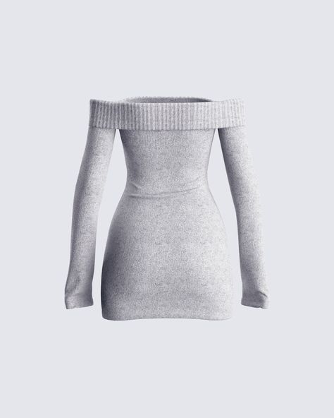 Cute, but cozy - this grey sweater mini dress is a fall must-have 😊 Made from sweater knit, complete with an off-shoulder design, and a body-con style - this dress can be dressed up and down for the perfect day-to-night look 👏 Mini Off Shoulder Dress, Grey Dress Casual, Mini Winter Dress, Off Shoulder Winter Dress, Sweater Dress￼, Gray Dresses, Dresses Bodycon, Pretty Simple Dresses, Offshoulder Dress