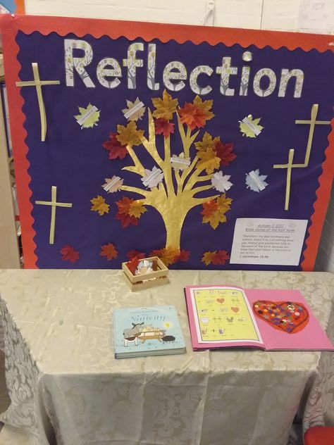 RE, reflection table, reflection display, kindness tree, cornerstones curriculum, eyfs, foundation stage, reception classroom, display, topic Reflection Area Eyfs, Reflection Area Classroom, Kindness Tree, Reception Classroom, Eyfs Ideas, British Values, Sunday School Classroom, Eyfs Activities, Classroom Display