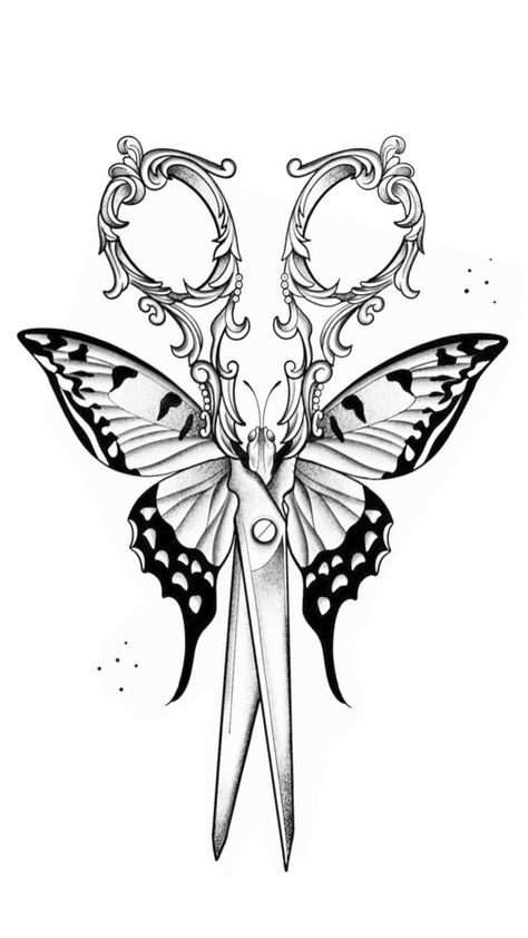 Sewing Themed Tatoos, Tattoo Stencil Ideas, Cosmetology Tattoos, Shears Tattoo, Hairstylist Tattoos, Sewing Tattoos, Nature Tattoo Ideas, Chest Tattoo Ideas, Barber Tattoo