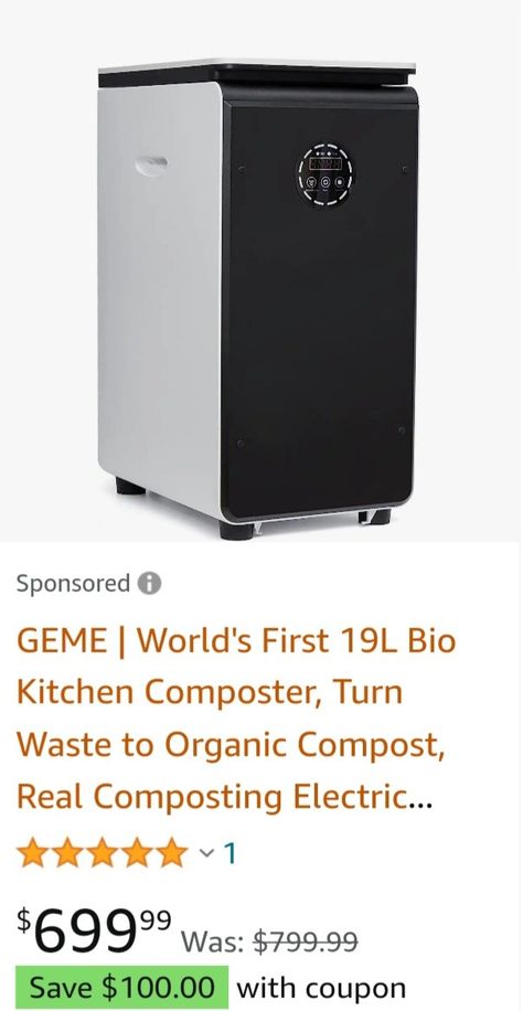 GEME | World's First 19L Bio Kitchen Composter, Turn Waste to Organic Compost, Real Composting Electric Composter Food Cycler Compost Machine, Add Waste Anytime with Electric Compost Bin Electric Composter, Compost Bin Kitchen, 3 Bin Compost, Kitchen Counter Compost Bin, Compost Machine, 3 Bay Compost Bin, Food Waste Composting Machine, Bin Kitchen, Kitchen Compost Bin