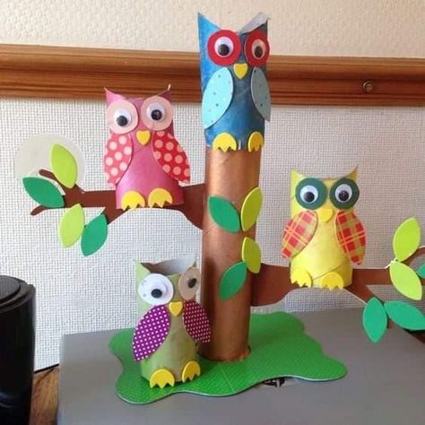 Crafts For Kids Paper, Toilet Paper Crafts, Paper Owls, Animals And Birds, Cool Paper Crafts, Hand Crafts For Kids, Toilet Paper Roll Crafts, Animal Crafts For Kids, Paper Roll Crafts