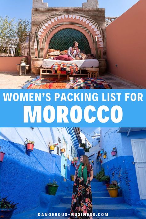 Planning a trip to Morocco? Be sure to check out this ultimate packing list for women before you go! You might be wondering what you should wear in Morocco to feel comfortable, and I've got all the tips you need to know plus a packing list you can follow to prepare for your trip! Packing For Morocco For Women, Morocco Attire, Morocco Packing List Women, Morocco Packing List, Morocco Packing, Packing List For Women, Womens Packing List, Weekend Getaways For Couples, Pack For A Trip