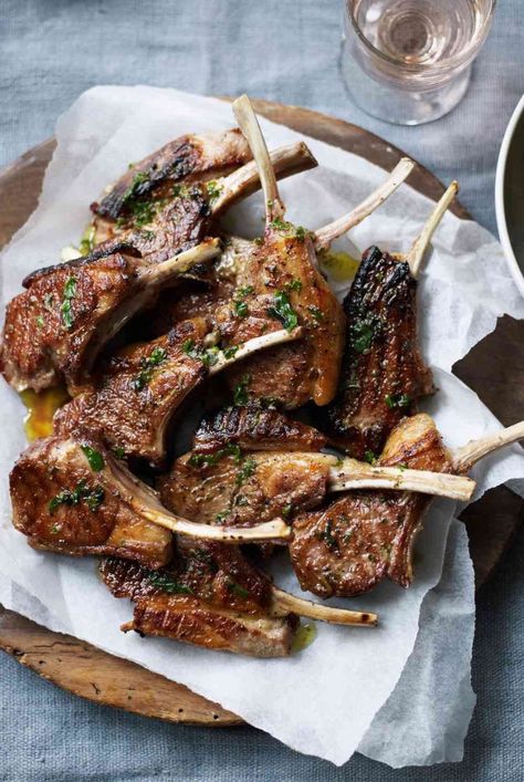 Irish cook Rachel Allen gilds the lily by topping her luscious grilled lamb loin chops with fragrant marjoram-infused butter. Garlic Butter Lamb Chops, Butter Lamb, Roasted Lamb Chops, Root Vegetable Gratin, Roasted Shallots, Lamb Loin Chops, Lamb Loin, How To Cook Lamb, Grilled Lamb Chops