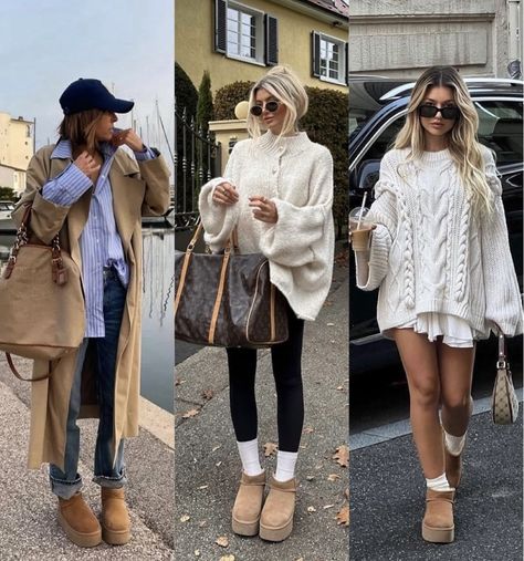 Uggs Autumn Outfit, January Clothing Ideas, Comfortable Weekend Outfit, Comfy Warm Fall Outfits, How To Wear Uggs Winter Outfits, Winter Boot Outfits Women, Florence Italy Outfits Fall Aesthetic, Style With Ugg, Yellow Stone Outfit Ideas