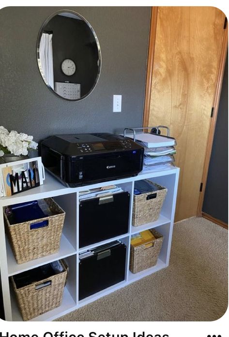 Home Business Office Organization, Scentsy Office Ideas Organizations, Office With Cube Storage, Cubicle Storage Ideas Bedroom, Ideas For Home Office Small Spaces, Small Business Home Office Work Spaces, Office Space In Small Apartment, Office Room Organization, Tiny Office Organization