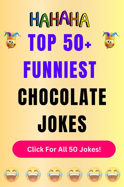 Check Out The Top 50+ Funny Chocolate Jokes And Puns. Click For All 50+ Hilarious Chocolate Jokes! Chocolate Jokes, Chocolate Puns, Jokes And Puns, Chocolate Humor, Jokes And Riddles, Very Funny Jokes, Best Chocolate, Very Funny, Top 50