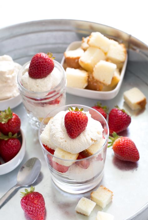 Individual Strawberry Shortcake Trifle - Chef Savvy Individual Strawberry Shortcake, Pound Cake Trifle, Shortcake Trifle, Oreo Trifle, Mini Strawberry Shortcake, Cake Trifle, Strawberry Shortcake Trifle, Strawberry Trifle, Summertime Recipes