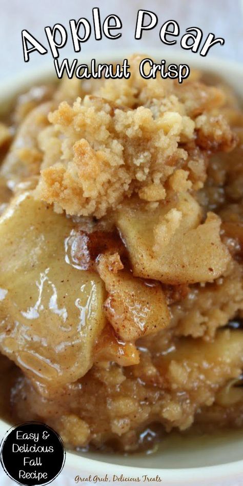 Apple And Pear Recipes, Pear Apple Crisp, Pear Recipes Easy, Pear Dessert Recipes, Crisp Topping, Crisp Desserts, Pear Dessert, Sliced Apples, Postre Keto