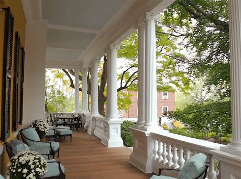 Greek Revival beauty porch with ionic columns Modern Greek Revival Home, Greek Revival Home Exterior, Greek Revival Exterior, Federal House, Madison Ct, Georgian Revival, Greek Revival Architecture, Greek Revival Home, Architectural Orders