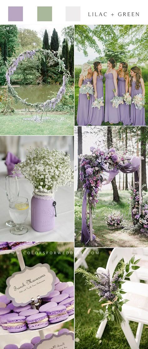 Lilac Wedding Themes, Lavender Wedding Theme, Wisteria Wedding, Purple And Green Wedding, Olive Green Weddings, Wedding Color Scheme, Wedding Color Palettes, Wedding Color Combinations, Wedding Color Ideas