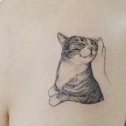 Cat Tattoo Placement, Grey Cat Tattoo, Tattoo For Cat That Passed, Pet Tattoos Cat, Cat Tribute Tattoo, Cat Memory Tattoo, Cat Remembrance Tattoo, Cat Lady Tattoo, Tabby Cat Tattoo