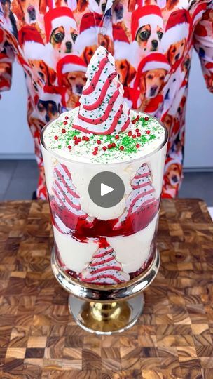 easy christmas trifle | easy christmas trifle I use little debbie's christmas tree cakes to make a delicious dessert | By Lorenzo M's Original Videos | Facebook Christmas Tree Cake Trifle, Little Debbie Christmas Tree Cake Trifle, Christmas Tree Trifle, Little Debbie Christmas Tree Trifle, Christmas Tree Cakes Little Debbie, Trifle Easy, Little Debbie Christmas Tree Cakes, Pumpkin Alfredo, Christmas Tree Desserts