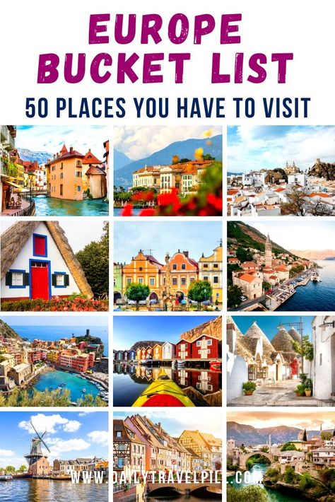 This is the ultimate Europe Bucket List! Add these stunning 50 destinations to your itinerary now!  #europe #europetravel #bucketlist   | Europe travel | European bucket list | Europe destinations | Europe travel inspiration | best places in Europe | things to see in Europe | places to visit in Europe | Places To Visit In Europe, Best Places In Europe, Relaxing Holiday, Europe Bucket List, Europe Trip Itinerary, Places In Europe, European Vacation, Europe Vacation, European Destinations