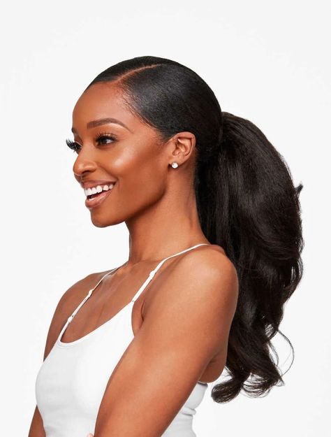 Heat Free Hair - 100% Virgin Hair Extensions | heatfreehair.com Heat Free Hair, Heat Free Hairstyles, Human Hair Ponytail Extensions, Human Hair Ponytail, Natural Hair Blowout, Chic Ponytail, Straight Hair Extensions, Straight Ponytail, Hair Textures