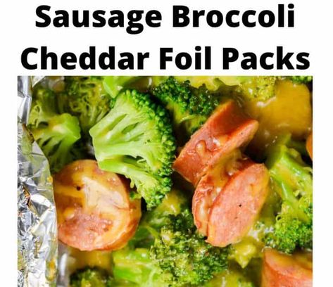 Sausage Broccoli Cheddar Foil Packs - Kizios Recipes Keto Turkey Kielbasa Recipes, Low Carb Foil Packets For The Oven, Camping Meals Low Carb, Low Carb Grilling Recipes, Hobo Stew, Broccoli And Sausage, Sausage Broccoli, The Best Keto Recipes, Low Carb Marinara